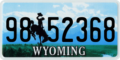 WY license plate 9852368