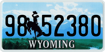 WY license plate 9852380