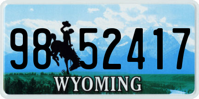 WY license plate 9852417