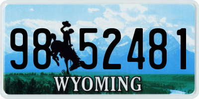 WY license plate 9852481