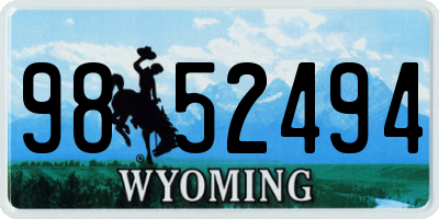 WY license plate 9852494