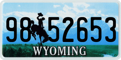 WY license plate 9852653