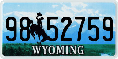 WY license plate 9852759