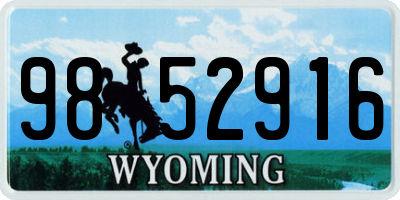 WY license plate 9852916