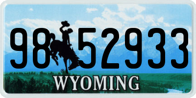WY license plate 9852933