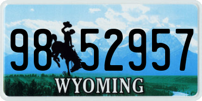 WY license plate 9852957