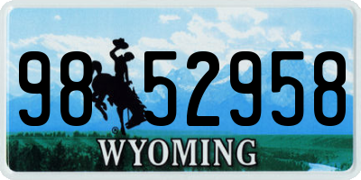 WY license plate 9852958