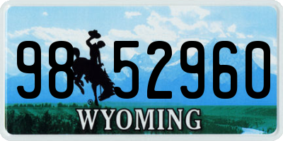 WY license plate 9852960