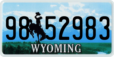 WY license plate 9852983