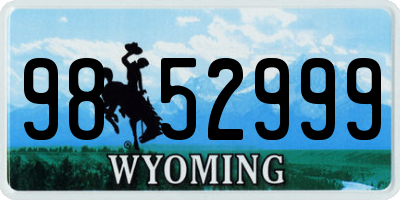 WY license plate 9852999