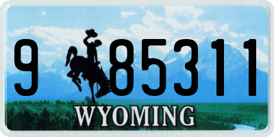 WY license plate 985311