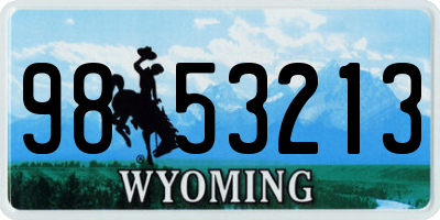 WY license plate 9853213