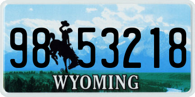 WY license plate 9853218
