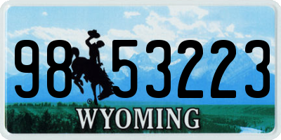 WY license plate 9853223