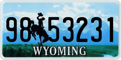 WY license plate 9853231