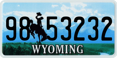WY license plate 9853232