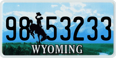 WY license plate 9853233
