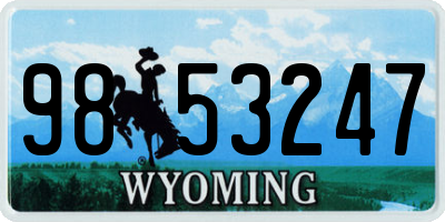 WY license plate 9853247