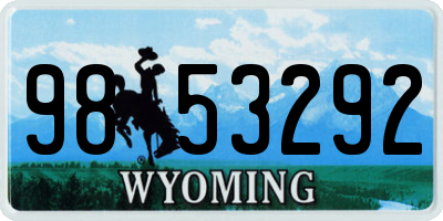 WY license plate 9853292