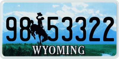 WY license plate 9853322