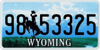 WY license plate 9853325