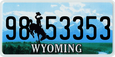 WY license plate 9853353
