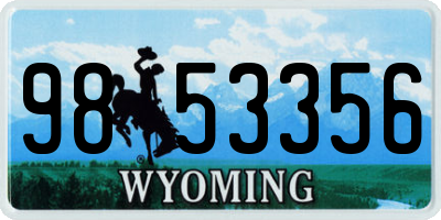 WY license plate 9853356