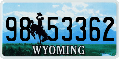 WY license plate 9853362