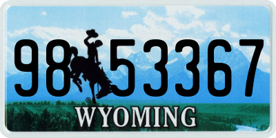 WY license plate 9853367