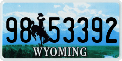 WY license plate 9853392