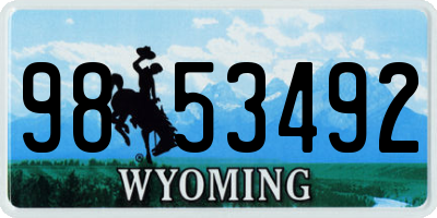 WY license plate 9853492