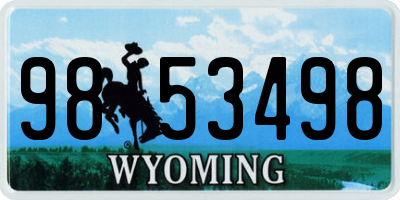 WY license plate 9853498