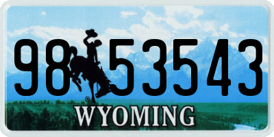 WY license plate 9853543