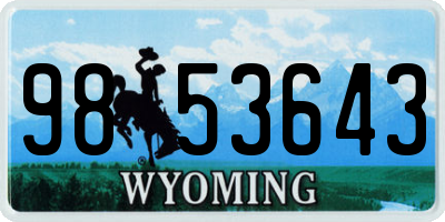 WY license plate 9853643