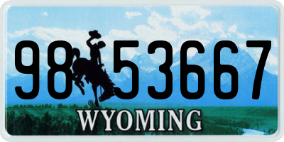 WY license plate 9853667