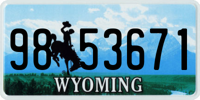 WY license plate 9853671
