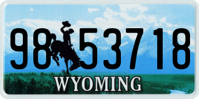 WY license plate 9853718