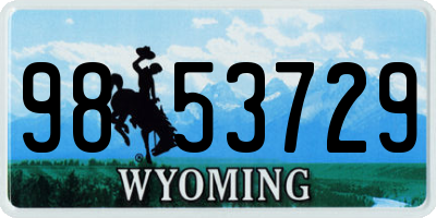 WY license plate 9853729
