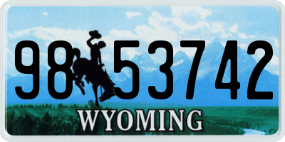 WY license plate 9853742