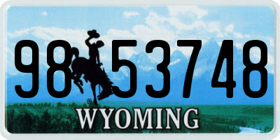 WY license plate 9853748