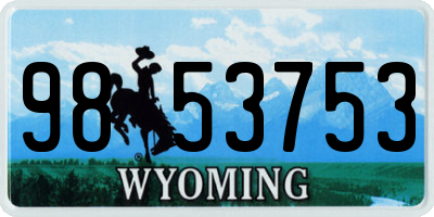 WY license plate 9853753