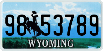 WY license plate 9853789
