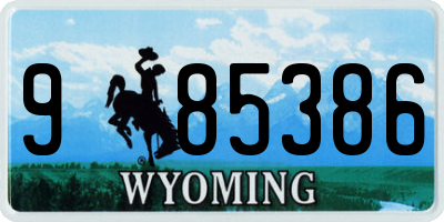 WY license plate 985386