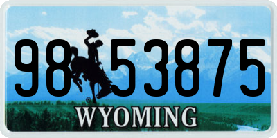 WY license plate 9853875