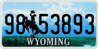 WY license plate 9853893