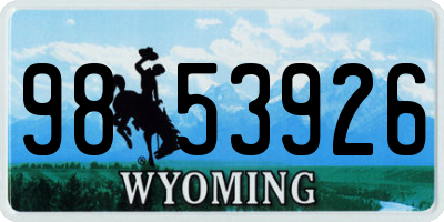 WY license plate 9853926