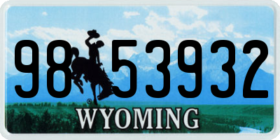 WY license plate 9853932