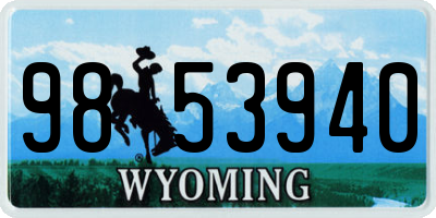 WY license plate 9853940