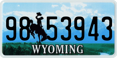 WY license plate 9853943