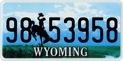 WY license plate 9853958